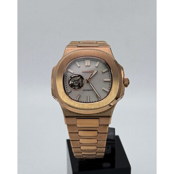 Custom Seiko Mod • White Pearl MOP Open Heart Rose Gold Nautilus • 40mm